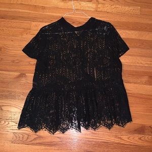 Black lace peplum top
